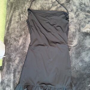 Short black dress with ruffles